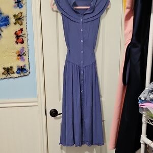 Elegant Blue Button-Down Dress